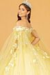 Elizabeth K GL3111 Long Cape Sleeve Off The Shoulder Quinceanera Dress