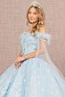 Elizabeth K GL3166 Off-The-Shoulder Feather Neck Quinceanera Dress