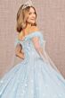 Elizabeth K GL3166 Off-The-Shoulder Feather Neck Quinceanera Dress
