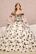 Elizabeth K GL3167 Sheer Sleeve Butterfly Applique Quinceanera Dress