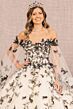 Elizabeth K GL3167 Sheer Sleeve Butterfly Applique Quinceanera Dress