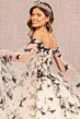 Elizabeth K GL3167 Sheer Sleeve Butterfly Applique Quinceanera Dress