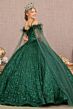 Elizabeth K GL3169 Cold-Shoulder Feather Neck Quinceanera Dress