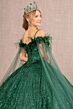 Elizabeth K GL3169 Cold-Shoulder Feather Neck Quinceanera Dress