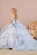 Elizabeth K GL3174 Cold-Shoulder Ruffled Train Quinceanera Gown
