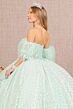 Elizabeth K GL3176 Feather Puff Sleeve Sweetheart Neck Quince Gown