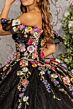 Elizabeth K GL3177 Ruffle Sleeve Floral Applique Quinceanera Dress