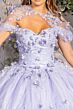 Elizabeth K GL3179 Sheer Cape Off-The-Shoulder Quince Gown