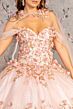 Elizabeth K GL3179 Sheer Cape Off-The-Shoulder Quince Gown