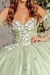 GLS by Gloria GL3300 Ruched Bodice Bell Sleeve Floral Quince Gown