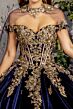 GLS by Gloria GL3471 Sheer Cape Embroidered Velvet Quince Gown