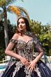 GLS by Gloria GL3471 Sheer Cape Embroidered Velvet Quince Gown
