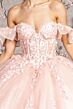 GLS by Gloria GL3475 Illusion Corset Sweetheart Neck Quince Gown