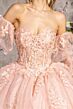 GLS by Gloria GL3476 Juliet Sleeve Basque Waist Floral Quince Gown