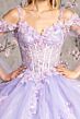 GLS by Gloria GL3484 Bell Sleeve Floral Cold-Shoulder Quinceanera Gown