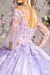GLS by Gloria GL3484 Bell Sleeve Floral Cold-Shoulder Quinceanera Gown
