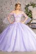 GLS by Gloria GL3484 Bell Sleeve Floral Cold-Shoulder Quinceanera Gown