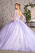 GLS by Gloria GL3484 Bell Sleeve Floral Cold-Shoulder Quinceanera Gown