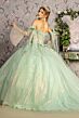 GLS by Gloria GL3486 Bell Sleeve Plunging Sweetheart Neck Quince Gown