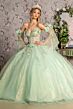 GLS by Gloria GL3486 Bell Sleeve Plunging Sweetheart Neck Quince Gown