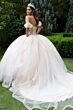 GLS by Gloria GL3502 Illusion Bodice Draped Sleeve Quince Gown