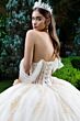 GLS by Gloria GL3502 Illusion Bodice Draped Sleeve Quince Gown