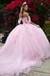 GLS by Gloria GL3502 Illusion Bodice Draped Sleeve Quince Gown