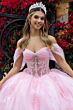 GLS by Gloria GL3502 Illusion Bodice Draped Sleeve Quince Gown