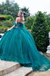 GLS by Gloria GL3502 Illusion Bodice Draped Sleeve Quince Gown