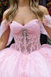 GLS by Gloria GL3502 Illusion Bodice Draped Sleeve Quince Gown