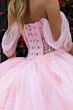 GLS by Gloria GL3502 Illusion Bodice Draped Sleeve Quince Gown