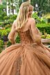 GLS by Gloria GL3502 Illusion Bodice Draped Sleeve Quince Gown