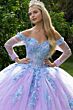 GLS by Gloria GL3503 Sheer Long Sleeve Basque Waist Quince Gown