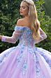 GLS by Gloria GL3503 Sheer Long Sleeve Basque Waist Quince Gown