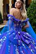 GLS by Gloria GL3518 Cape Sleeve Beaded Off-The-Shoulder Quince Gown