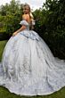 GLS by Gloria GL3519 Ruffled Sleeve Back Bow Embroidered Quince Gown