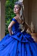 GLS by Gloria GL3521 Royal Blue Off The Shoulder Quinceanera Dress