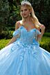 GLS by Gloria GL3525 Draped Sleeve Detachable Bow Quince Dress