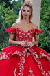 GLS by Gloria GL3528 Ruffle Sleeve Floral Embroidered Quince Dress