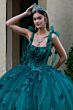 GLS by Gloria GL3529 Bow Strap Gathered Skirt Beaded Quince Dress