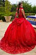 GLS by Gloria GL3529 Bow Strap Gathered Skirt Beaded Quince Dress