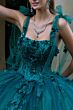 GLS by Gloria GL3529 Bow Strap Gathered Skirt Beaded Quince Dress
