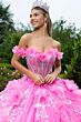 GLS by Gloria GL3547 Floral Sweetheart Neck Bow Train Quince Gown