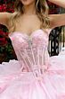 GLS by Gloria GL3549 Sheer Bodice Ruffle Skirt Quince Dress