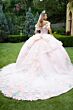 GLS by Gloria GL3554 Off-The-Shoulder Floral Neck Quince Dress