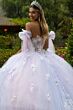 GLS by Gloria GL3570 Sheer Corset Bow Arm Band Quince Dress