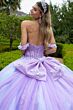 GLS by Gloria GL3576 Sheer Train Floral Off-The-Shoulder Quince Dress