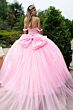 GLS by Gloria GL3576 Sheer Train Floral Off-The-Shoulder Quince Dress