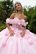 GLS by Gloria GL3608 Draped Sleeve Ruched Bodice Floral Quince Dress