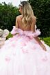 GLS by Gloria GL3608 Draped Sleeve Ruched Bodice Floral Quince Dress